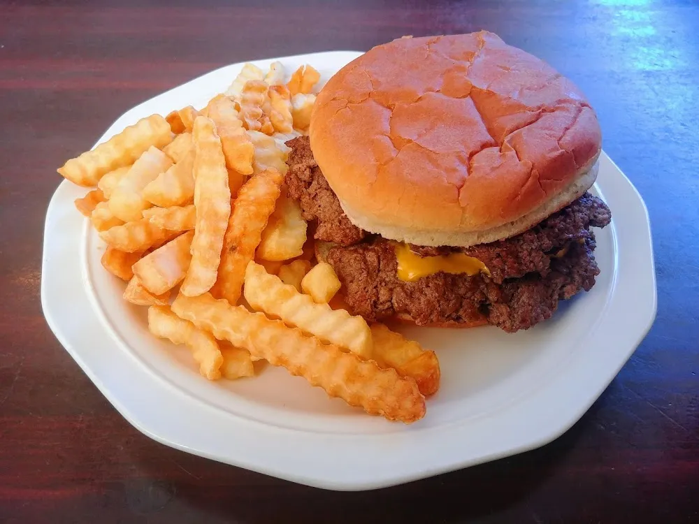 Double Cheeseburger Lettuce Tomato Mayo Served with French Fries